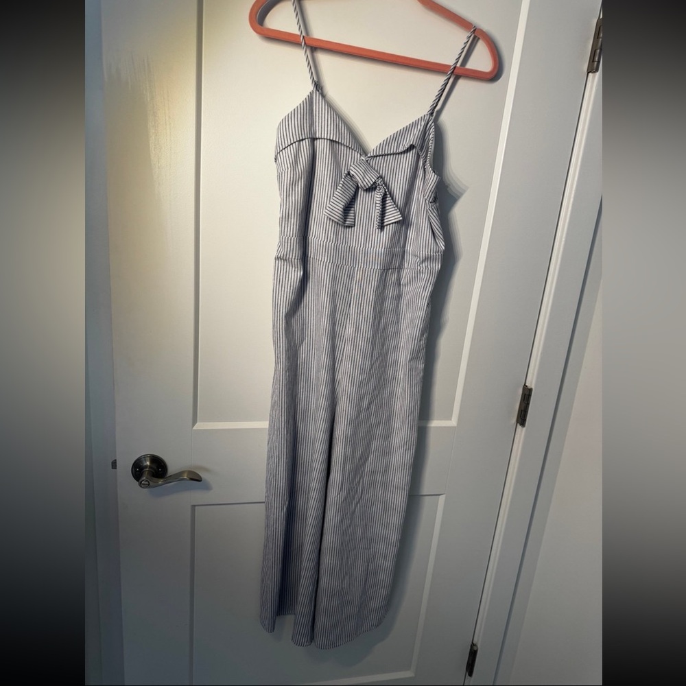 NWOT Striped Jumpsuit with Bow Detail